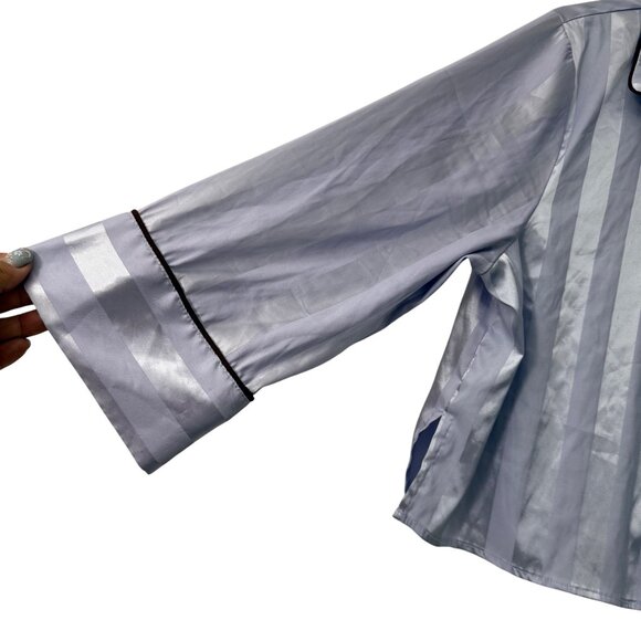 Free People Intimately Purple Satin Long Sleeve Shirt Shorts Pajama Set Small - Picture 3 of 10